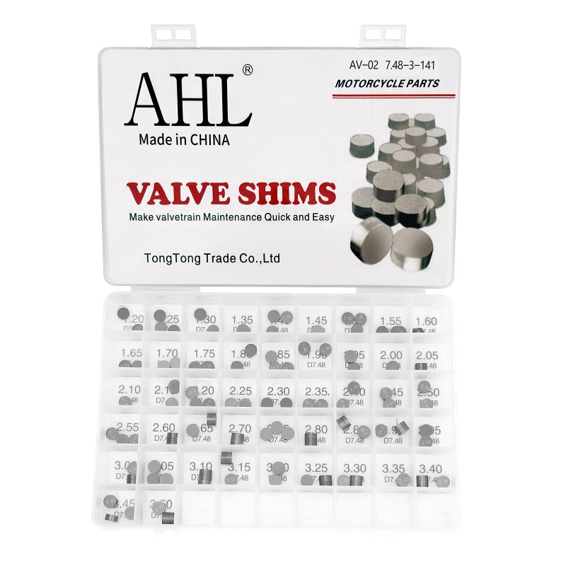 AHL Adjustable Valve Shim Kit 7.48mm O.D. 1.20mm-3.50mm Thick for Kawasaki KX250F KX250 F 2004-2012 (141pcs) - Image 1